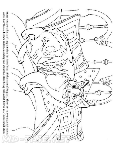 Manx Cat Breed Coloring Book Page