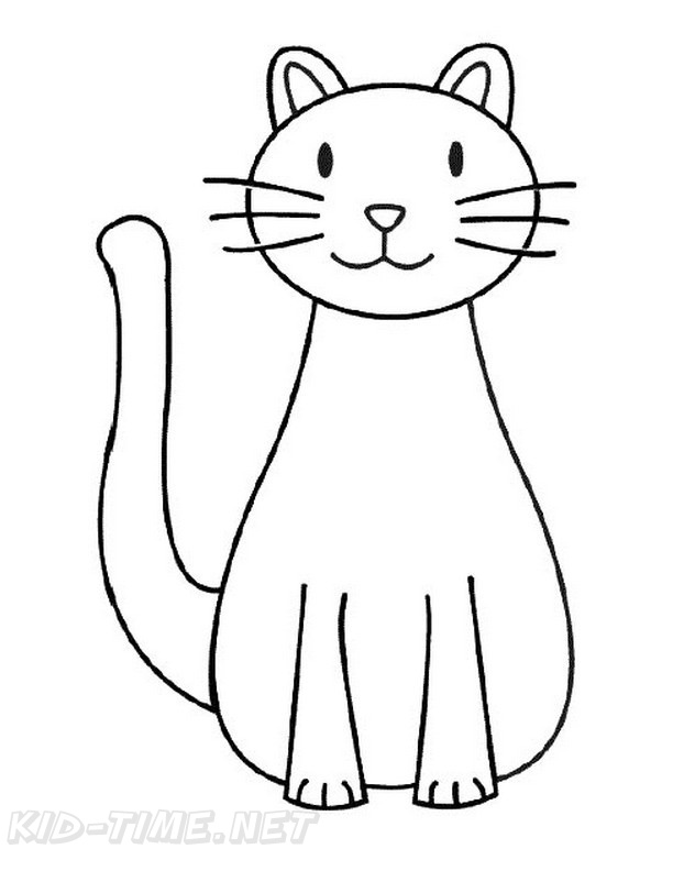 Cat Simple Toddler Easy Coloring Book Page