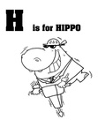 Hippopotamus Hippo Craft and Activities Coloring Book Page