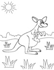 Baby Kangaroo Joey Coloring Book Page