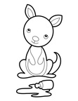 Cute Kangaroo Coloring Book Page