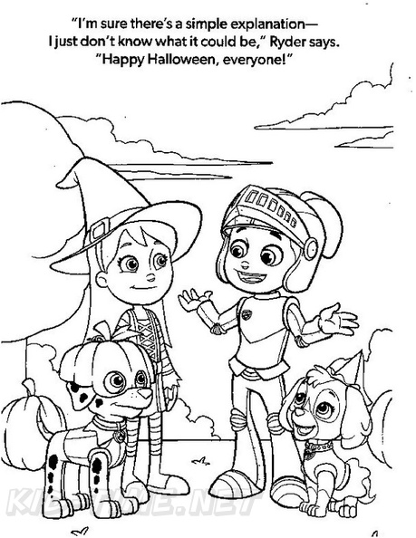 Paw Patrol Halloween Coloring Book Page