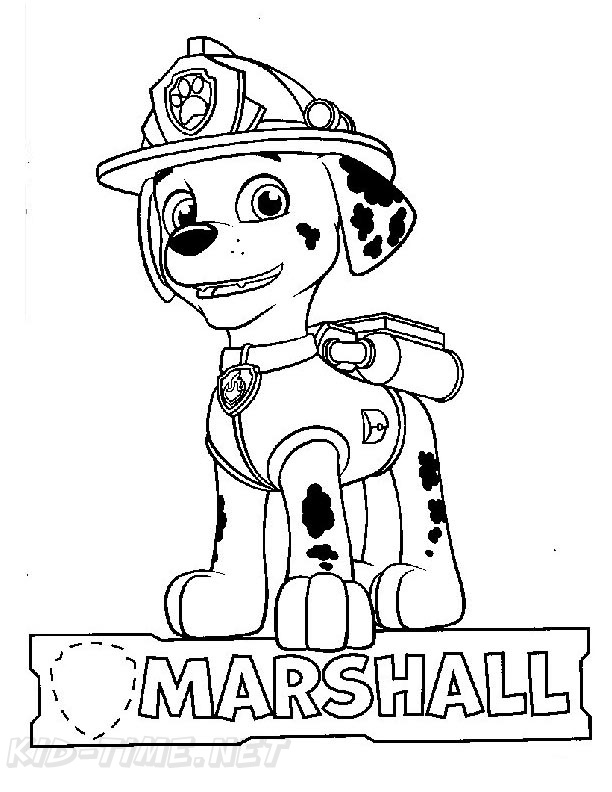 Marshall Paw Patrol Coloring Book Page