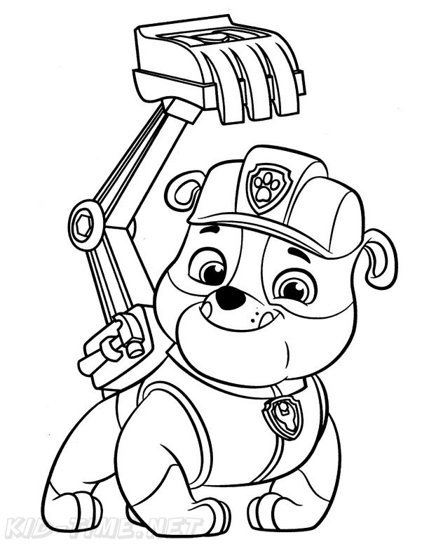 guld Blå lunge Rubble Paw Patrol Coloring Book Page