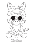 Zig-Zag Zebra Beanie Boo Coloring Book Page